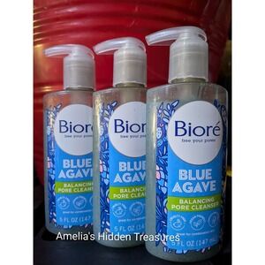 3ct *New* Biore Blue Agave Balancing Pore Cleanser For Combination Skin 5 oz NEW
